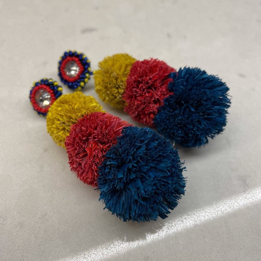 Pom puff dangle earrings